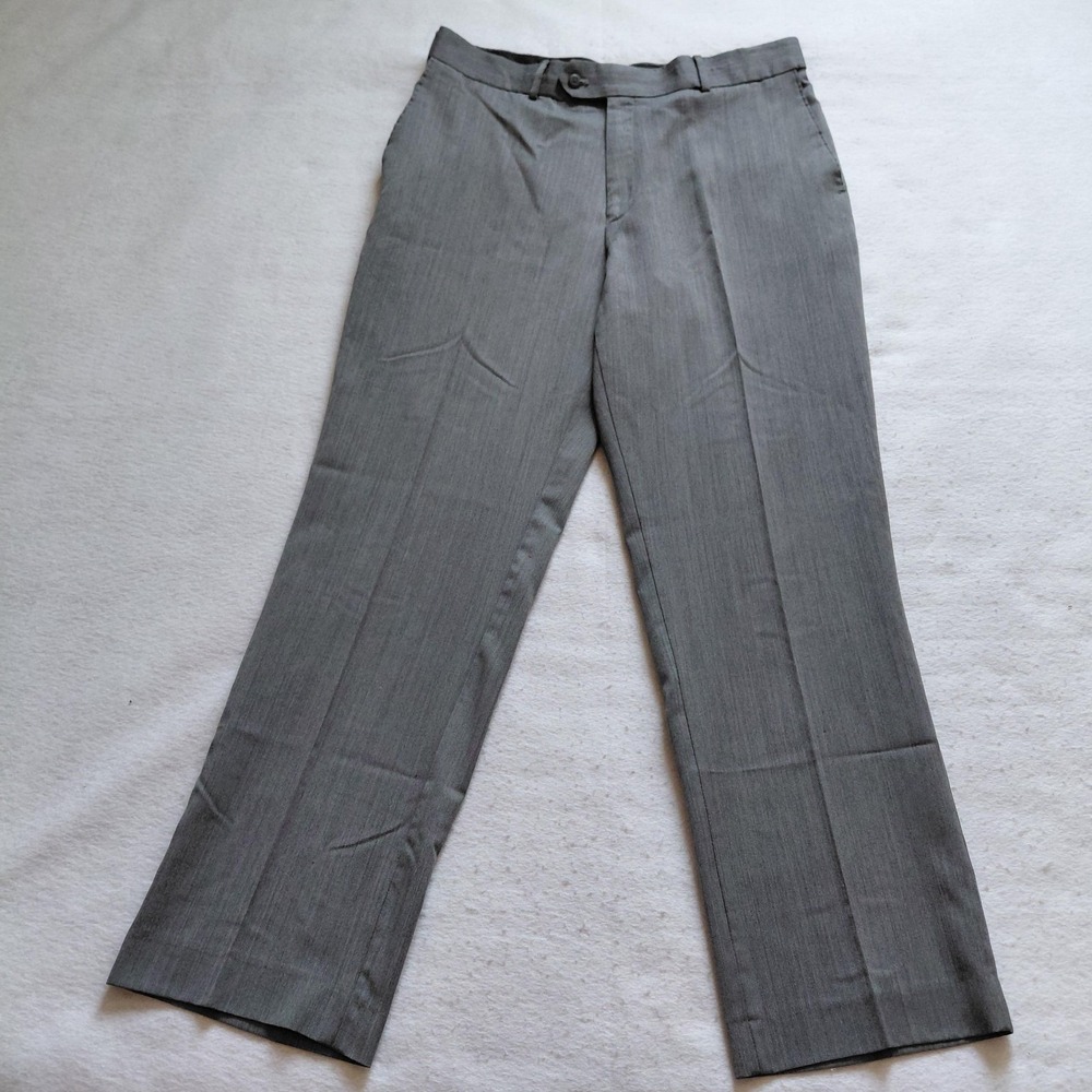 Stafford Mens Performance Classic Fit Dress Pants Gray 36x32 Wool Work Preppy
